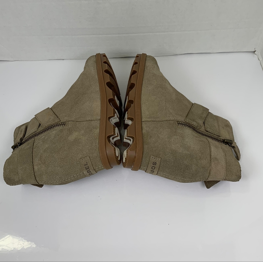 Sorel Women Joan Of Artic Wedge 11 Taupe Suede Bucket Boots Size 8.5 - Picture 3 of 10
